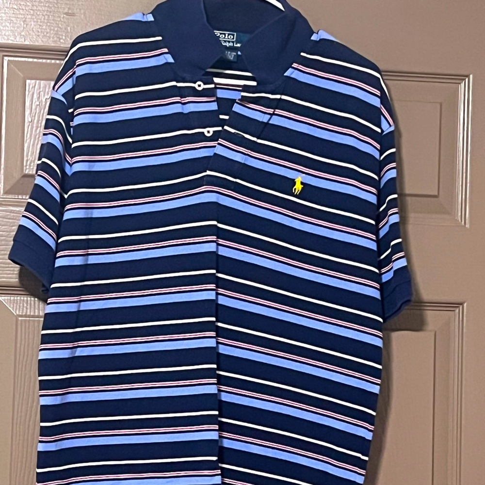 Blue and white Ralph Lauren striped shirt